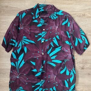 AllSaints Men's Hawaiian Short Sleeve Shirt Size Large